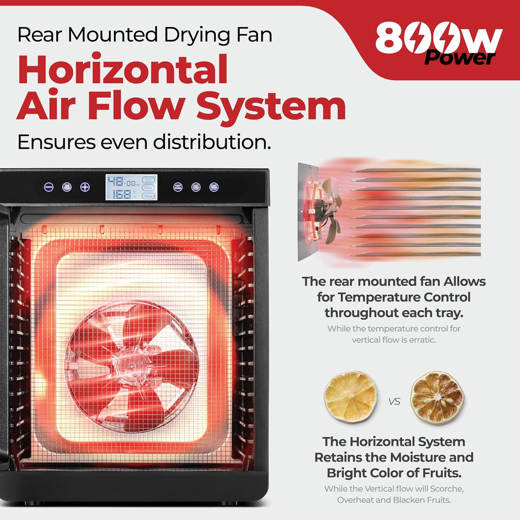 Premium Food Dehydrator Machine (15 Extra-Large Stainless Steel Trays) 800W Dryer for Beef Jerky, Fruits, Vegetables