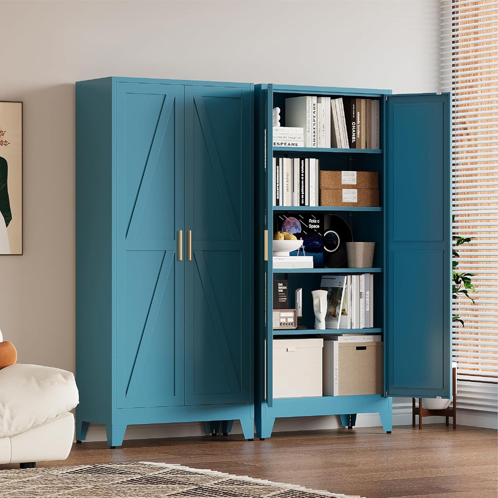 71”H Metal Kitchen Pantry Cabinet, Pantry Cabinets with 2 Doors and 4 Shelves, Kitchen Cabinet for Kitchen, Dining