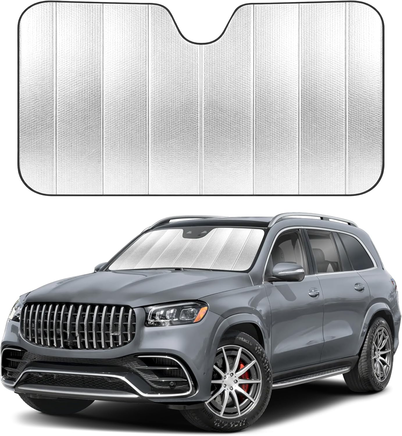 Accordion Foldable Windshield Sun Shade | Premium Reflective Sun Visor for SUVs & Pickups Windshields | UV & Heat
