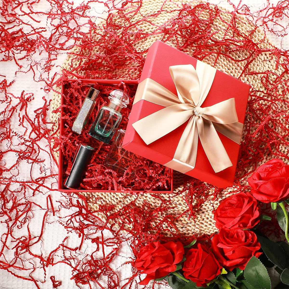 1lb Red Crinkle Paper Shredded Filler for Gift Baskets