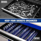 WORKPRO Socket Organizer Set, 4PC 1/4" 3/8" 1/2" Drive Metric Socket Holder