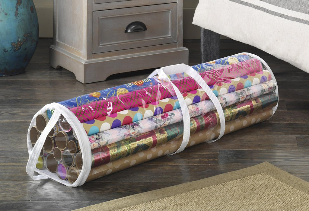 6044-4924 Clear Gift Wrap Organizer - Zippered Storage for 25 Rolls