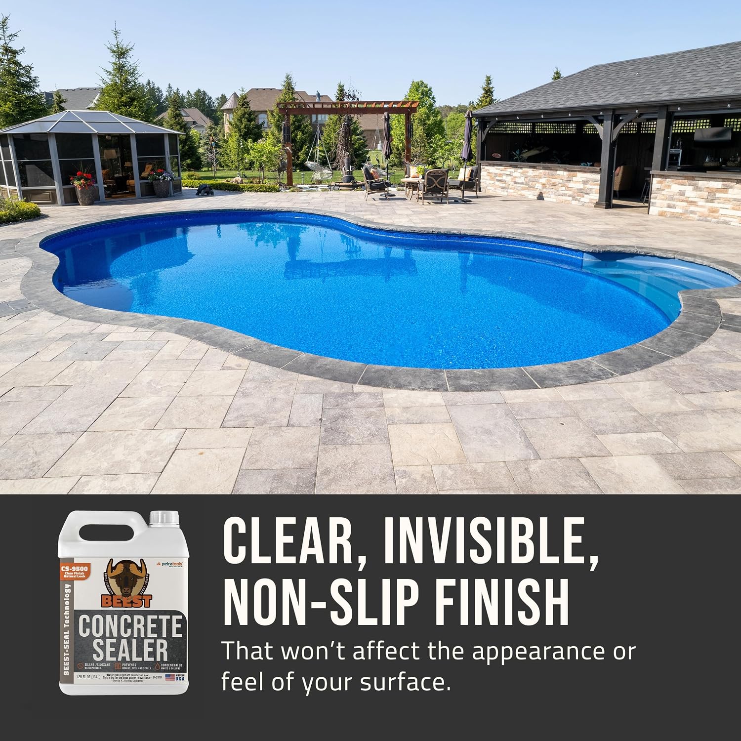 Concrete Sealer - 9500 Concentrate - 1G (Makes 5 Gallon) - 1G Covers up to 150-400 sq ft/Coat| Penetrating Paver