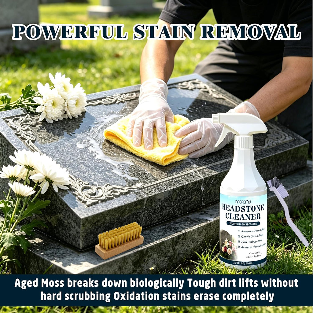 Headstone Cleaner for Graves, Effectively Removes Tough Moss & Dirt Stains