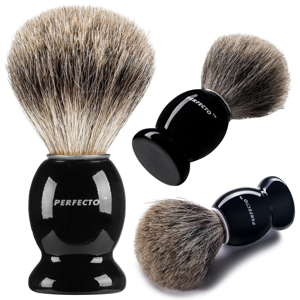 100% Pure Badger Shaving Brush-Black Handle- Engineered for The Best Shave of Your Life. for, Safety Razor, Double