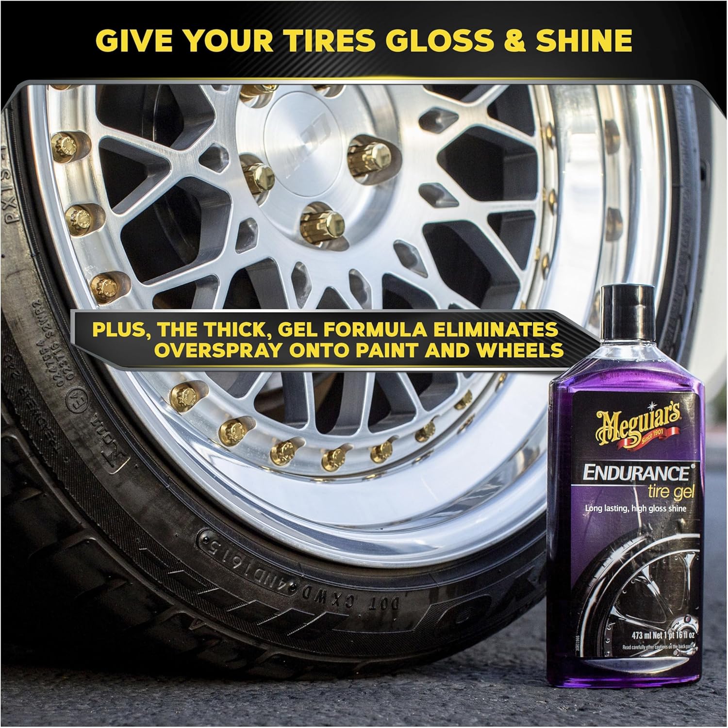 Meguiar’s Endurance Tire Gel - Tire Shine Gel, Premium Car Tire Shine For A Lasting Glossy Finish; Apply To Tires