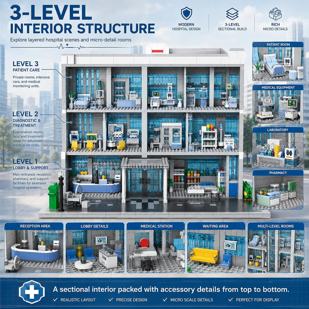 Hospital Architecture Model Micro Mini Building Block Set