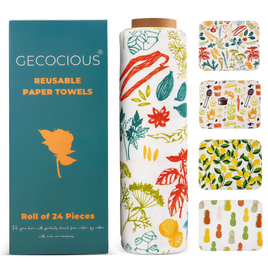 Reusable Paper Towels Washable Roll 24 Paperless Cotton Cloth