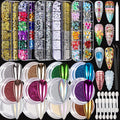 Chrome Nail Powder, Nail Charms, 12Jars Chrome Powder For Nails