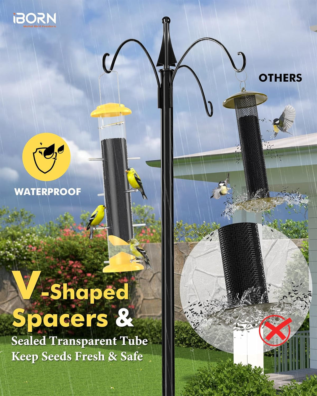 Finch Feeders for Outside,Nyjer/Thistle Bird Feeder,15 Inch Tube Bird Feeders for Outdoors Hanging,Metal Finch