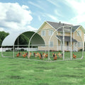 Metal Chicken Coop, 10x20 FT Walk-in Chicken Run Pen Poultry Cage, Water-Resistant & Anti-UV Cover, Large Chicken