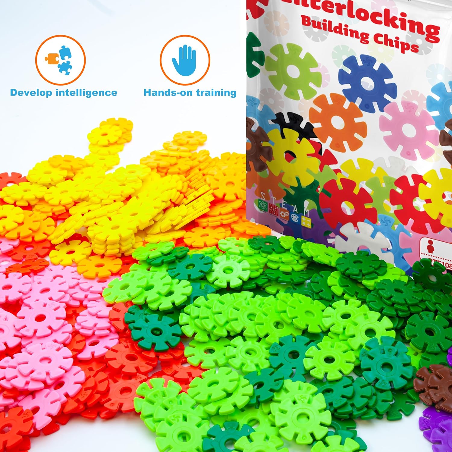 Building Chip Interlocking Disc Construction Blocks in Purple Color STEM Learning Early Education Toy Engineering