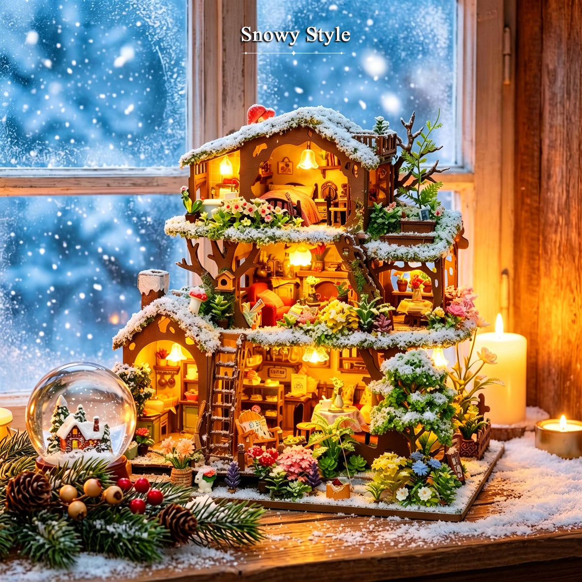 DIY Miniature House Kit for Adults Mini House Snow Tree House