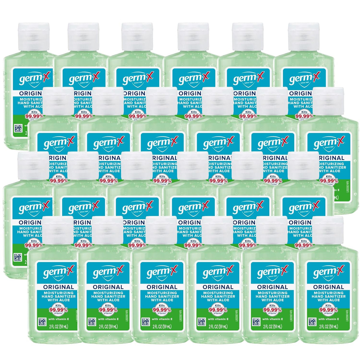 Original Hand Sanitizer, 2 Fl Oz (Pack of 24), Less Drying Moisturizing Gel with Aloe and Vitamin E, No Rinse