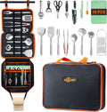 Portable Camping Cooking Utensils Set, Camp Kitchen Set with Organizer Bag, RV Essentials Outdoor Cooking Utensil Kit