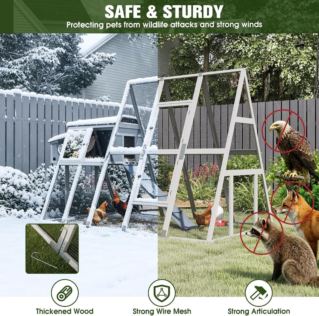 Chicken Coop Run 114" Large Walk-in Hen House with Nesting Box