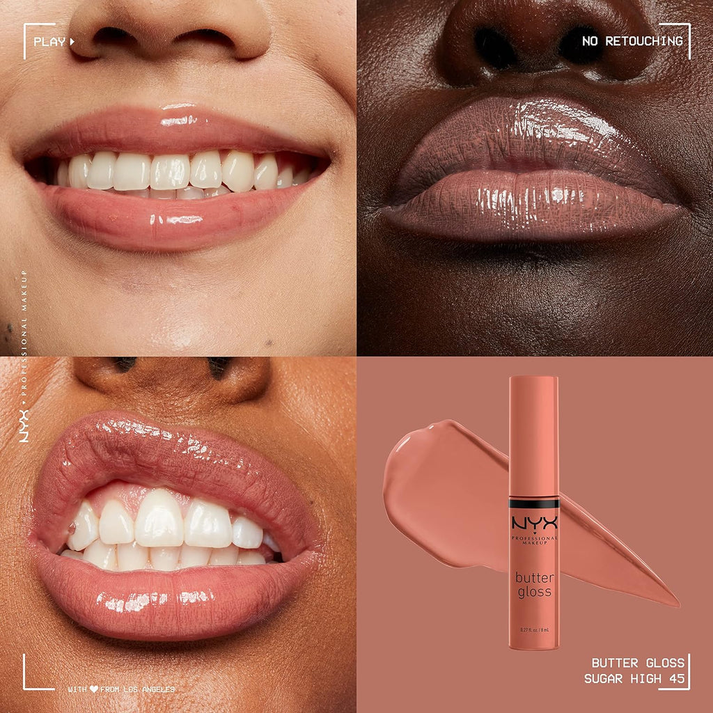 Butter Gloss Brown Sugar, Non-Sticky Lip Gloss - Pack Of 3 (Sugar High, Spiked Toffee, Butterscotch)