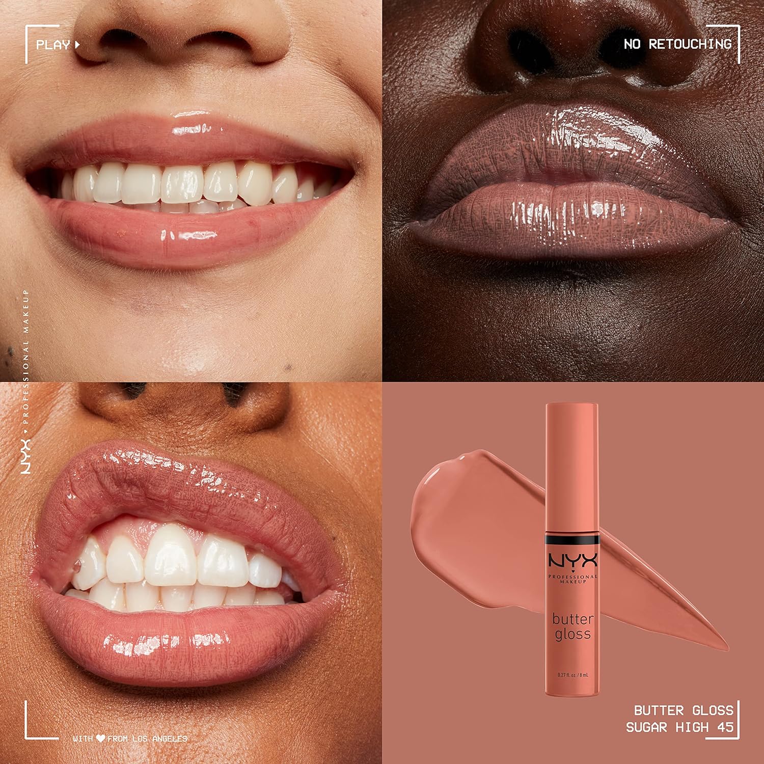 Butter Gloss Brown Sugar, Non-Sticky Lip Gloss - Pack Of 3 (Sugar High, Spiked Toffee, Butterscotch)