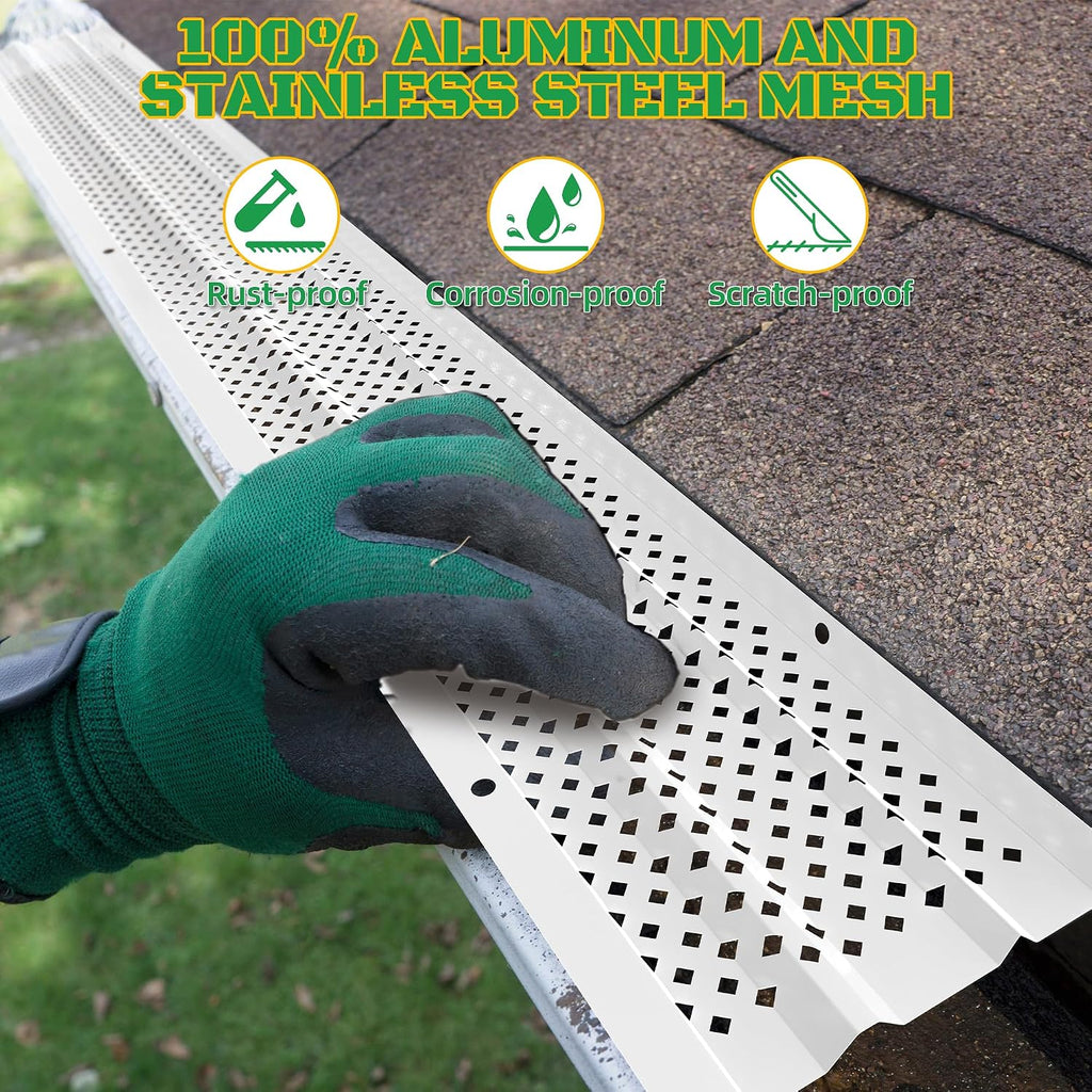 Gutter Guards 5 Inch, Aluminum Leaf Filter Rain Gutter Covers with Screws Included, 16 PCS 54FT DIY Gutter Protection
