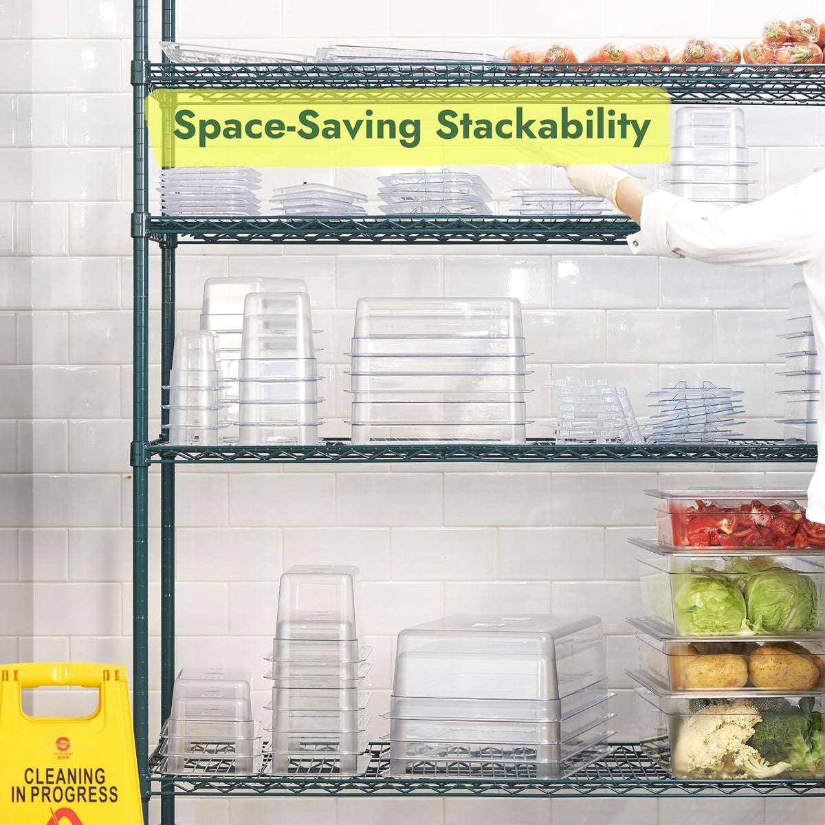6-Pack 1/9 Size 4" Deep NSF Polycarbonate Food Pan with Notched Lid | Dishwasher & Freezer Safe Clear Container for