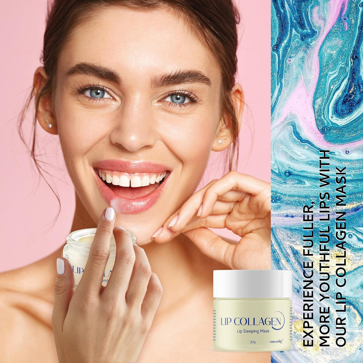 Lip Sleeping Mask (20g), Collagen Lip Mask Overnight, Lip Plumper with Hyaluronic Acid, Peptide Complex Lip Balm for