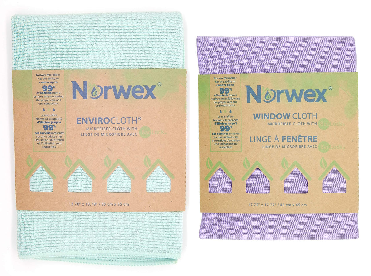 Basic Package - Microfiber - Glass Window Cleaning Cloth and Household Enviro Dusting Cloth Colors May Vary