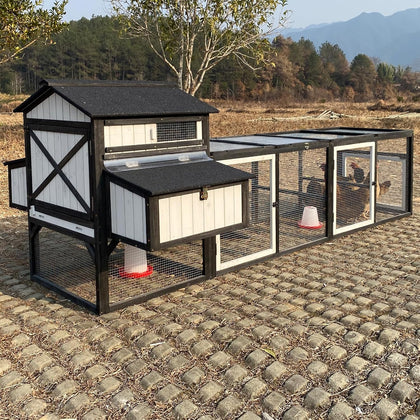 116" Large Outdoor Chicken Coop with Run & 4 Nesting Boxes