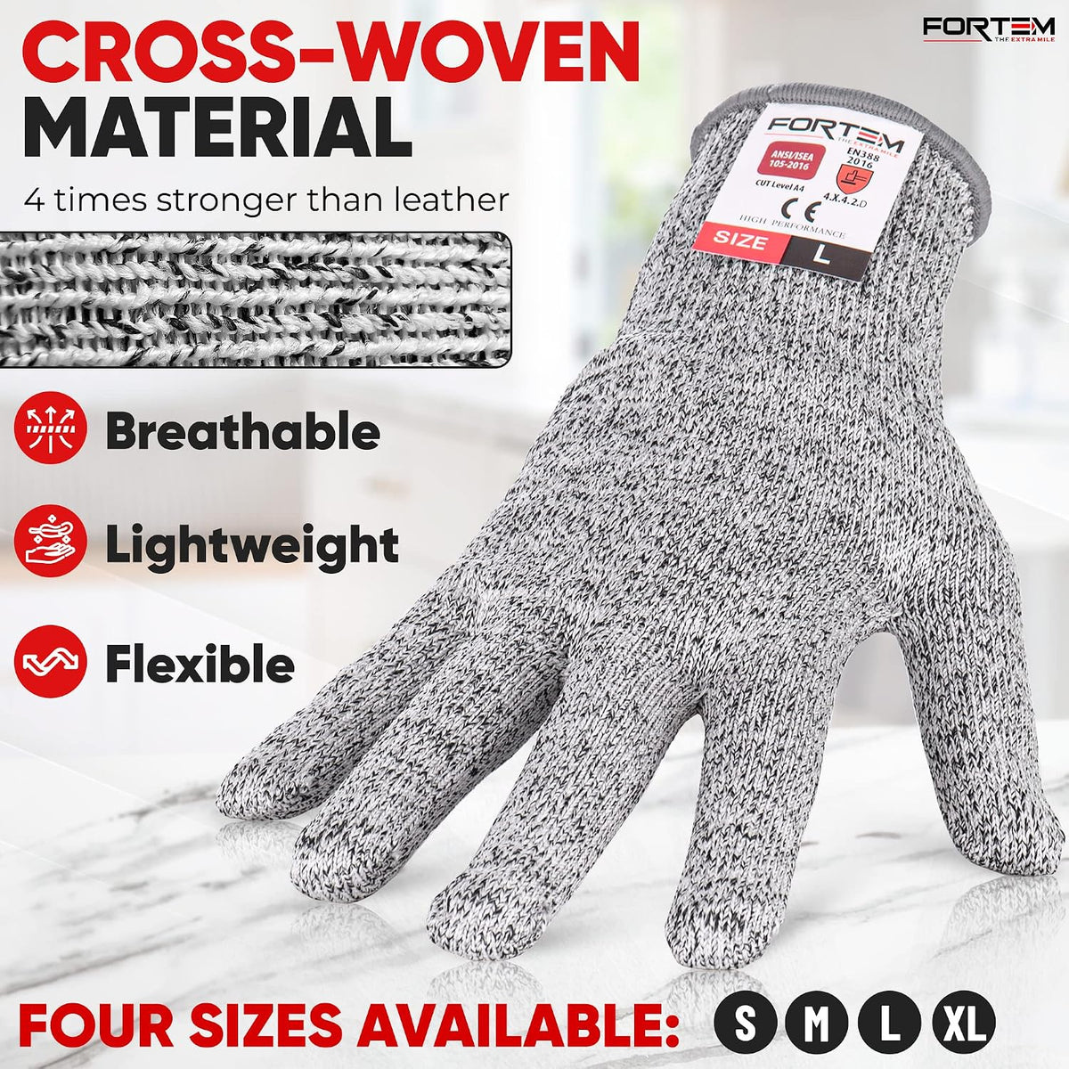 Cut Resistant Gloves - Level 5 Protection, ANSI 100% Food Grade