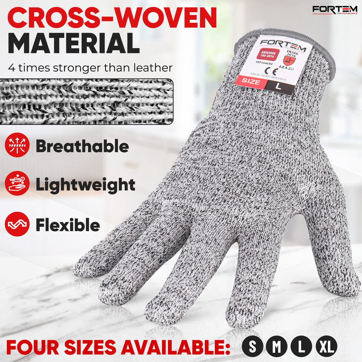 Cut Resistant Gloves - Level 5 Protection, ANSI 100% Food Grade
