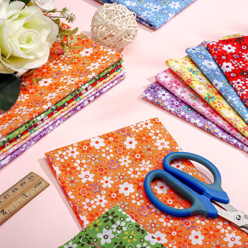 15 Pcs 20 x 20 Cotton Fabric Floral Square Quilting Patchwork Flower Fabric Fat Quarter Colorful Printed Square