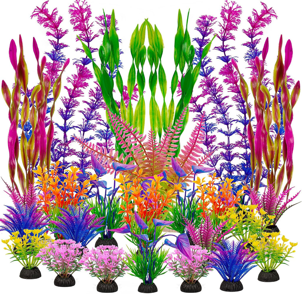 Artificial Aquarium Plastic Plants Fish Tank Decorations, 25PCS