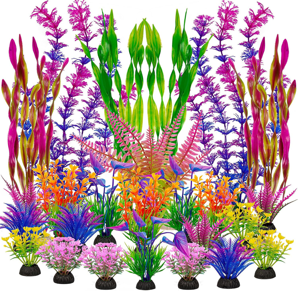Artificial Aquarium Plastic Plants Fish Tank Decorations, 25PCS