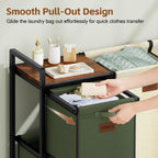 4 Section Laundry Cart, 52.8 Gal. (200L) Laundry Hamper with Lid, Laundry Basket with Wheels, Rolling Laundry Sorter
