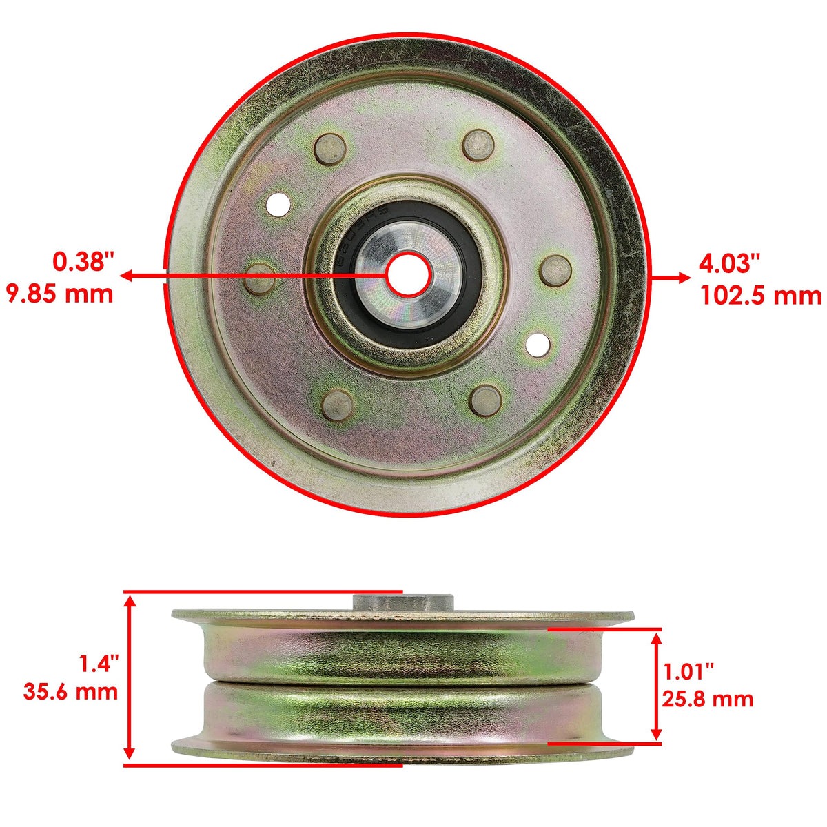 Caltric Deck Flanged Idler Pulley Compatible with Gravely 815048 48" / 07300028