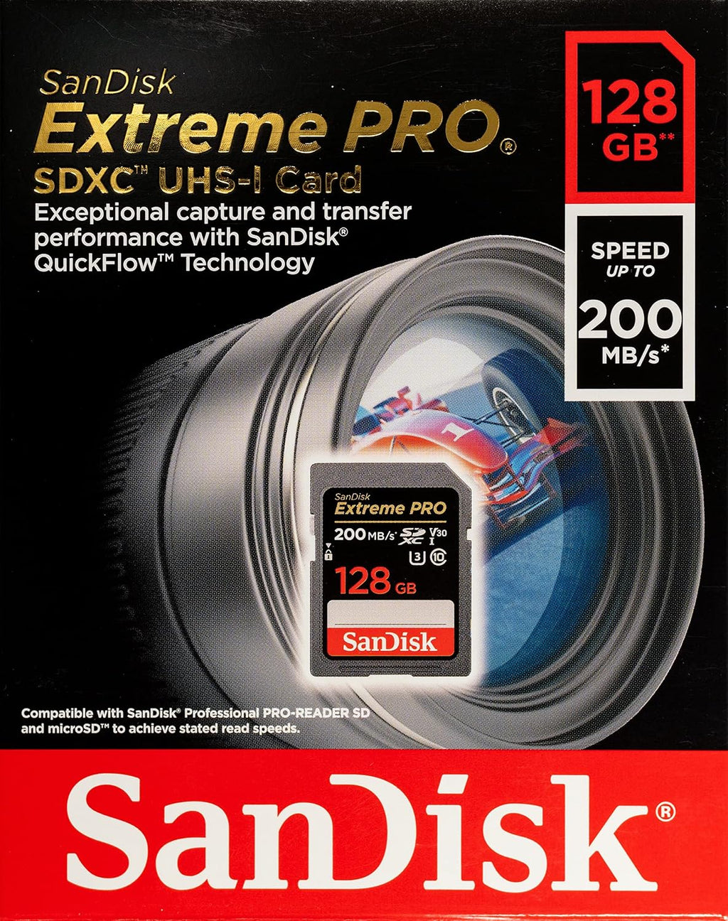 SanDisk 128GB Extreme Pro UHS-I SDXC Memory Card Works with Sony Cameras | For Mirrorless Camera Model ZV-E1