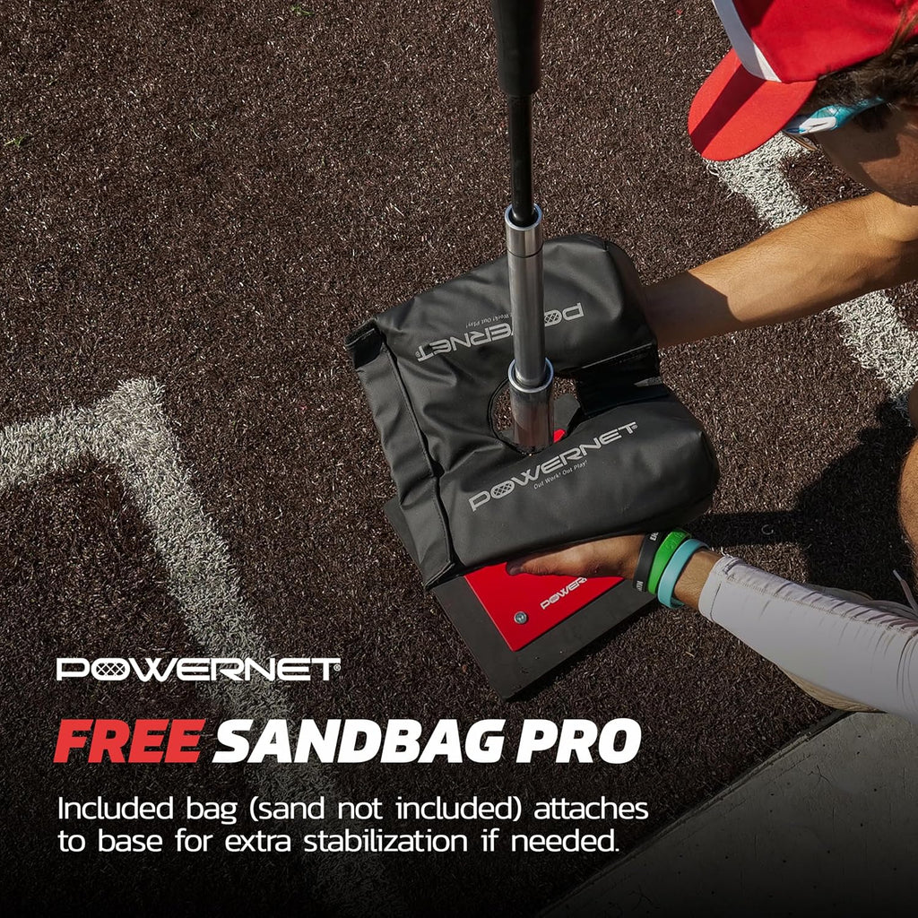 Pro Softball & Baseball Batting Tee, 25-45 Inch Adjustable Height, Universal Baseball Tee for Hitting Drills