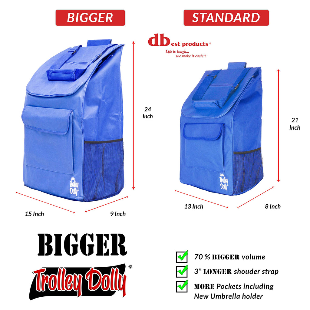 Bigger Trolley Dolly, Blue Shopping Grocery Foldable Cart