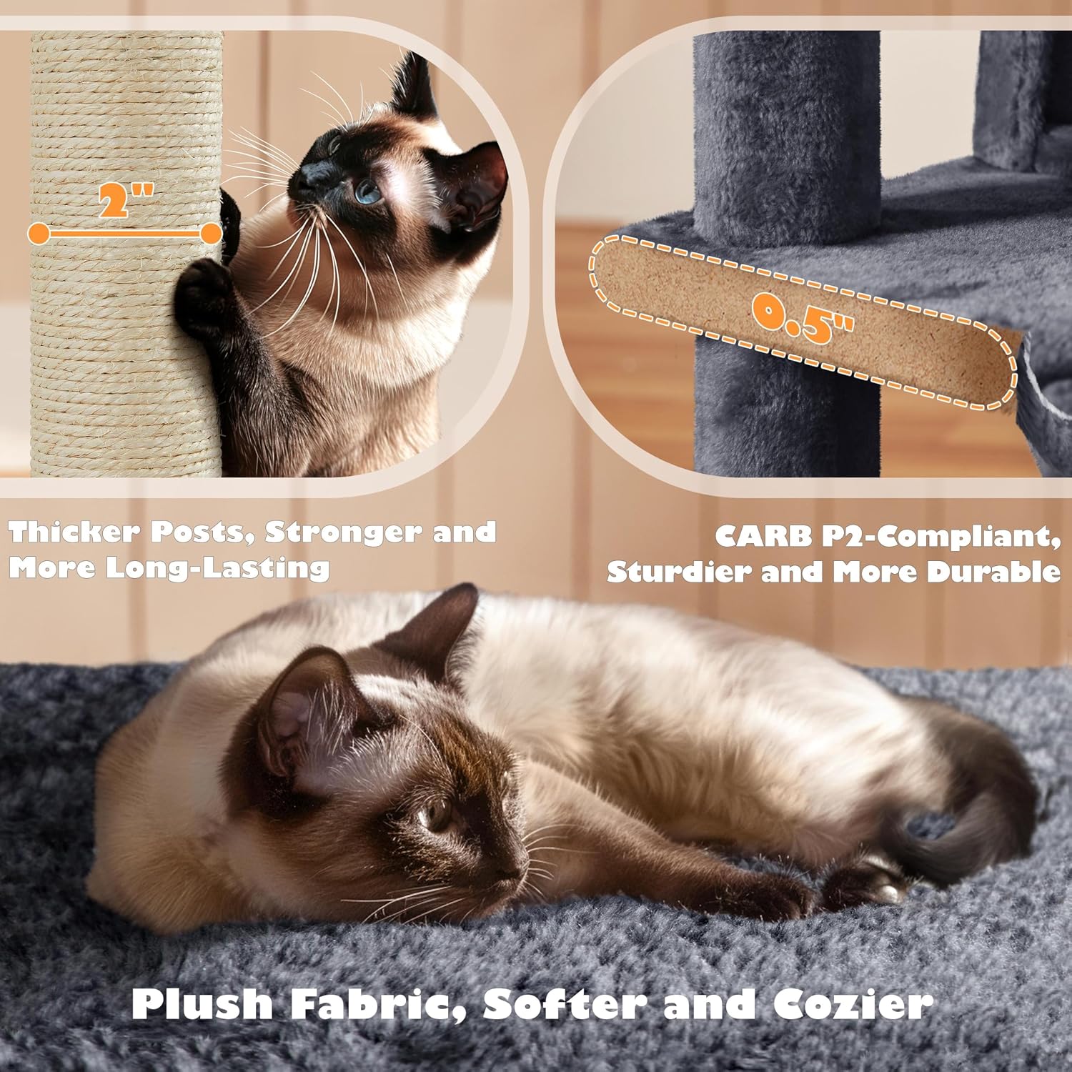 Yaheetech 54in Cat Tree, Multi-Level Cat Tower with Spacious Kitten-ear Perch, 2 Cozy Caves, Scratching Posts