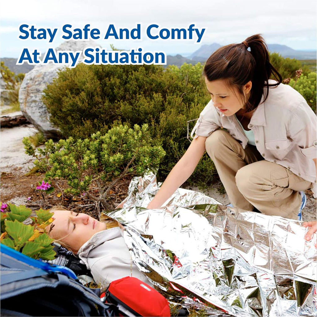 HB-10 Emergency Mylar Thermal Blankets – 10 Pack, 84" x 52", Silver – Reflective, Waterproof, Retains 90% Body Heat –