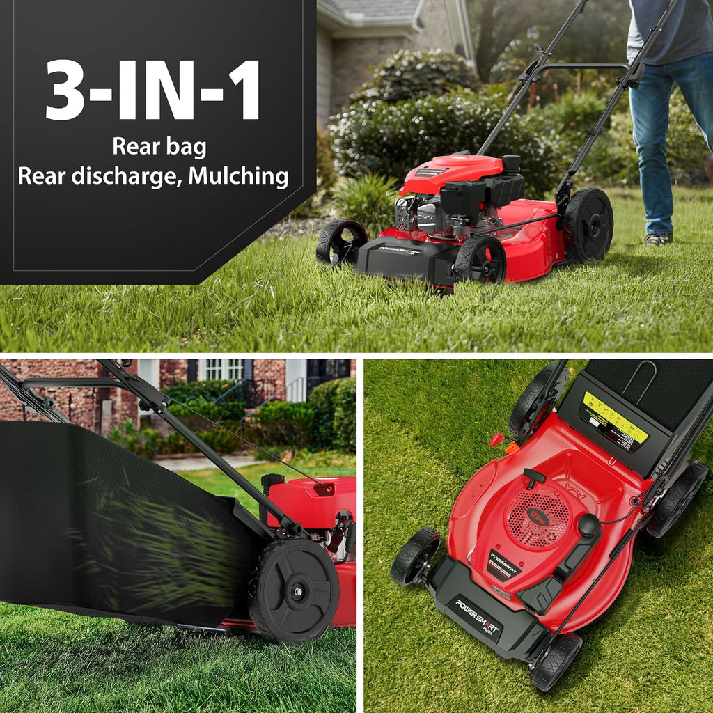 21-Inch 3-in-1 Gas Self-Propelled Lawn Mower,170CC OHV Engine,Bagging/Mulching/Rear Discharging, 6 Cutting Heights