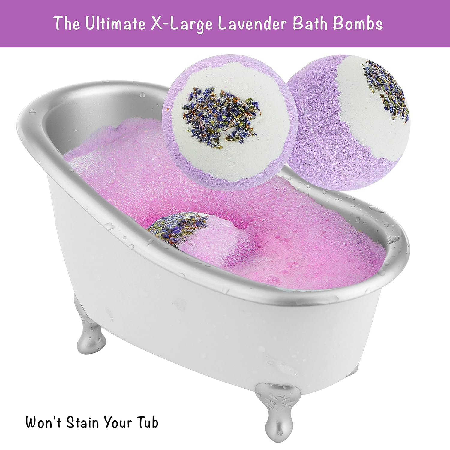 Bath Gift Basket Set for Women: Relaxing at Home Spa Kit Scented - Lavender and Jasmine with Large Bath Bombs, Salts