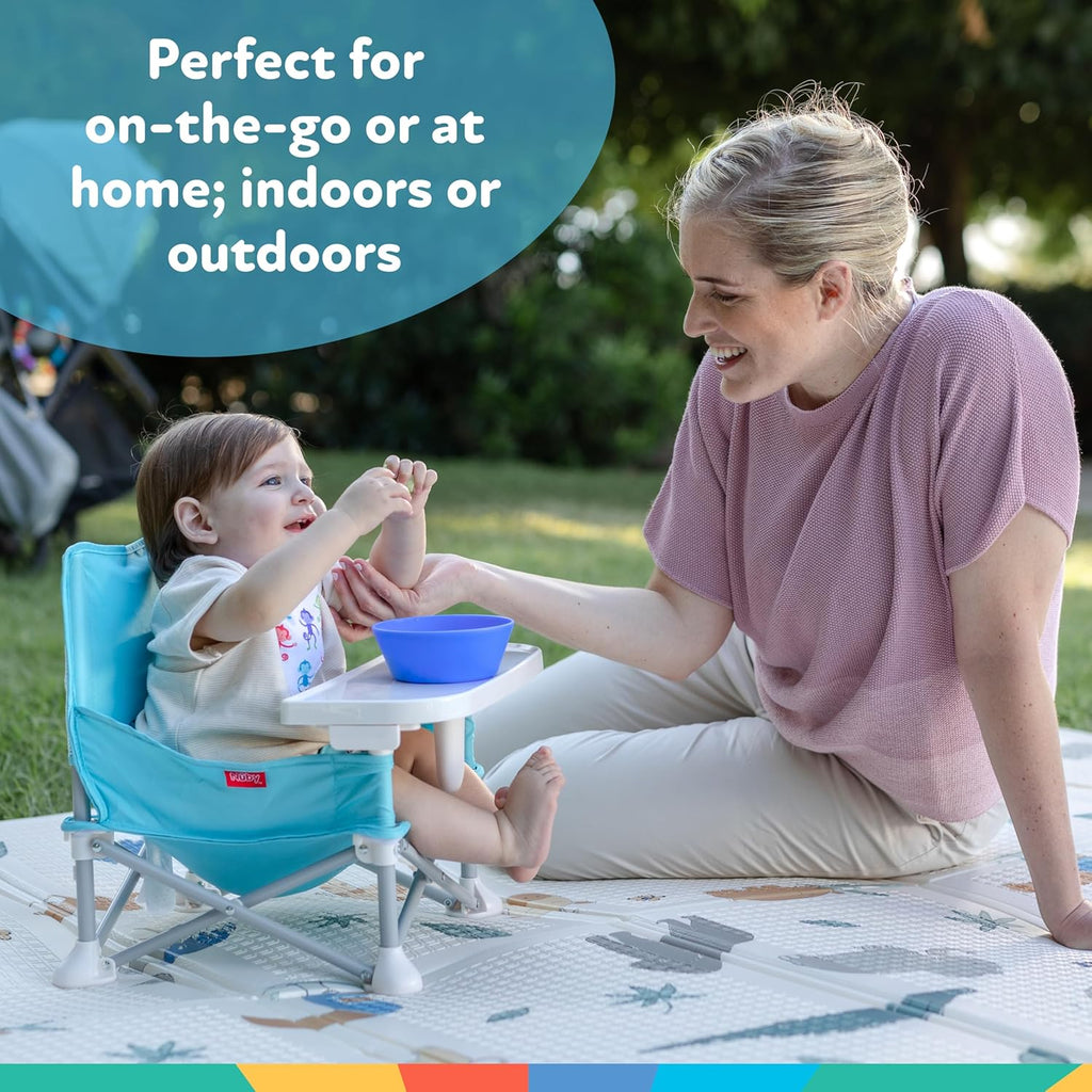 Pop-Up Booster Seat with Removable Tray - 6+ Months - Portable Booster Seat for Floor for Indoor/Outdoor Use