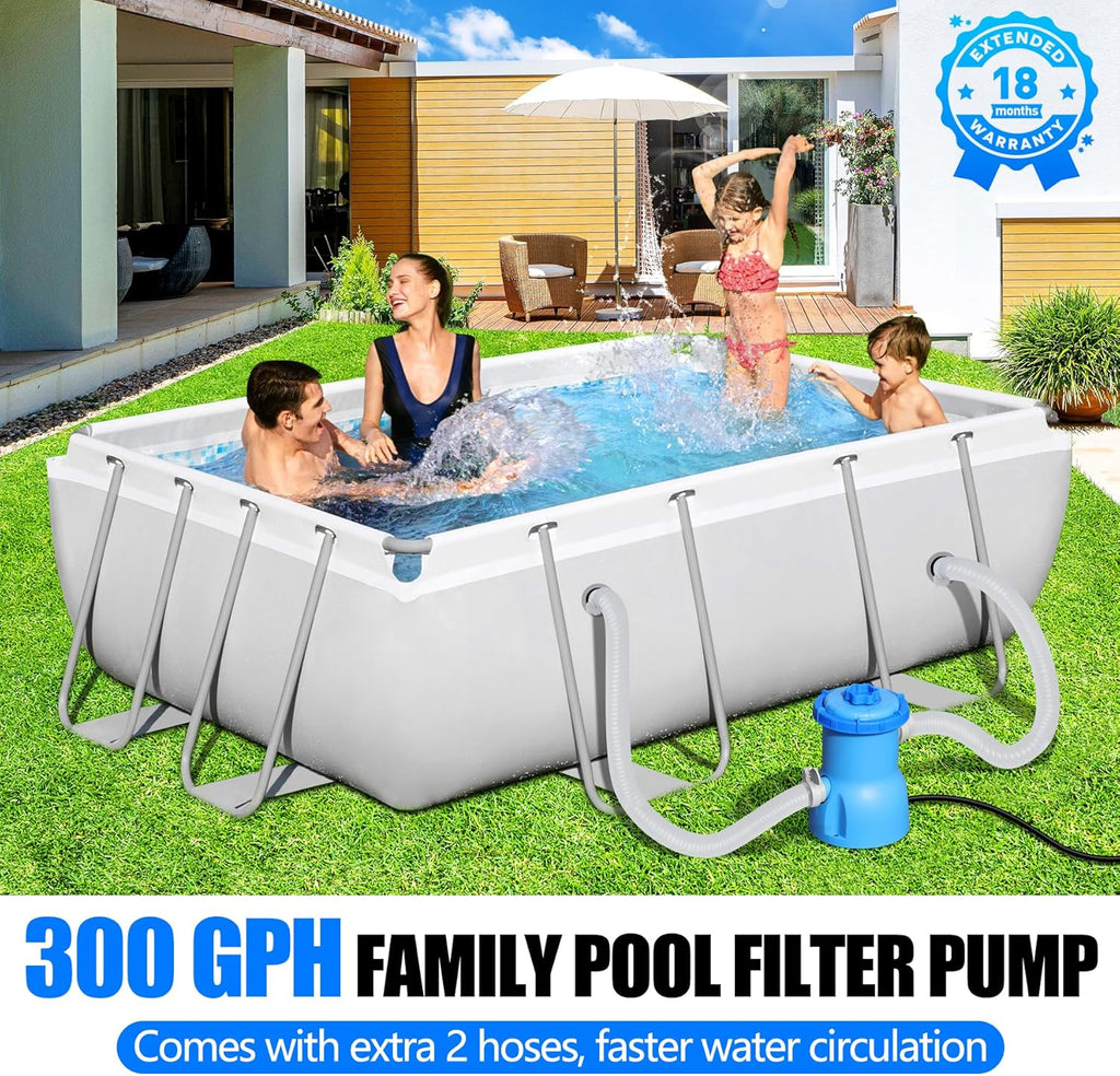 300 GPH Pool Filter Pump for Small Above Ground Pools, ETL Certified Pool Cartridge Filter Pump System with GFCI