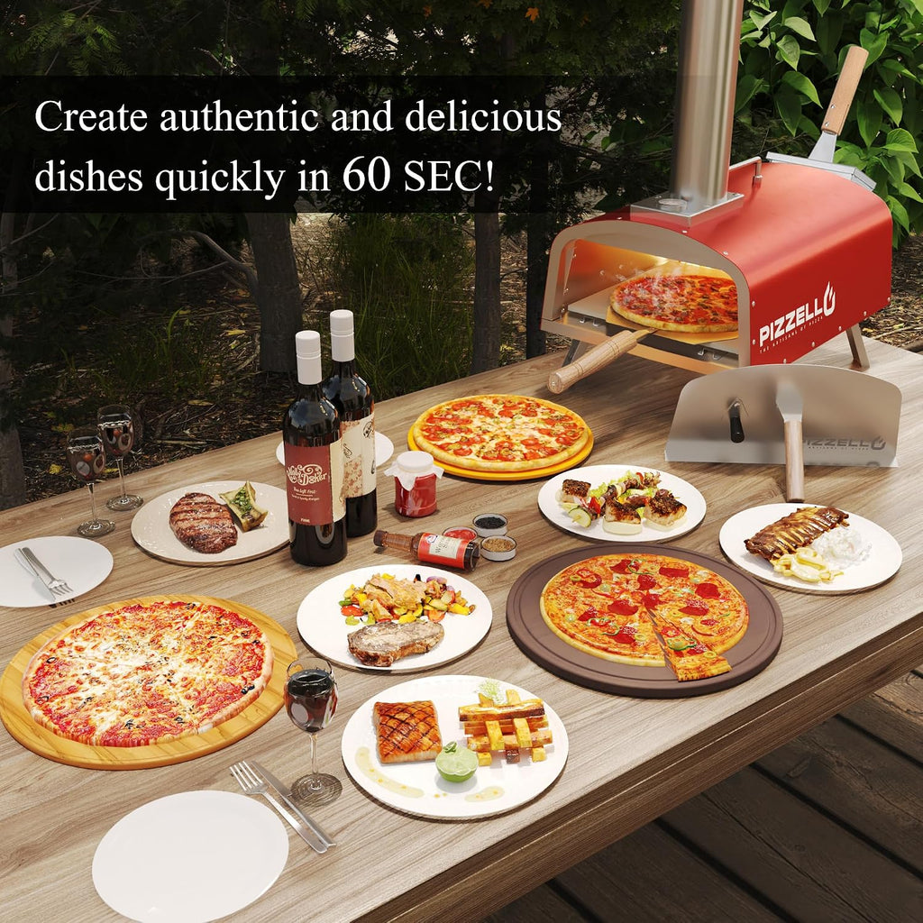 12" Outdoor Pizza Oven, Propane & Wood Fired Steel Pizza Grill