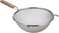 Winco MS3A-8D Strainer with Double Fine Mesh, 8-Inch Diameter, Medium, Stainless Steel, Tan