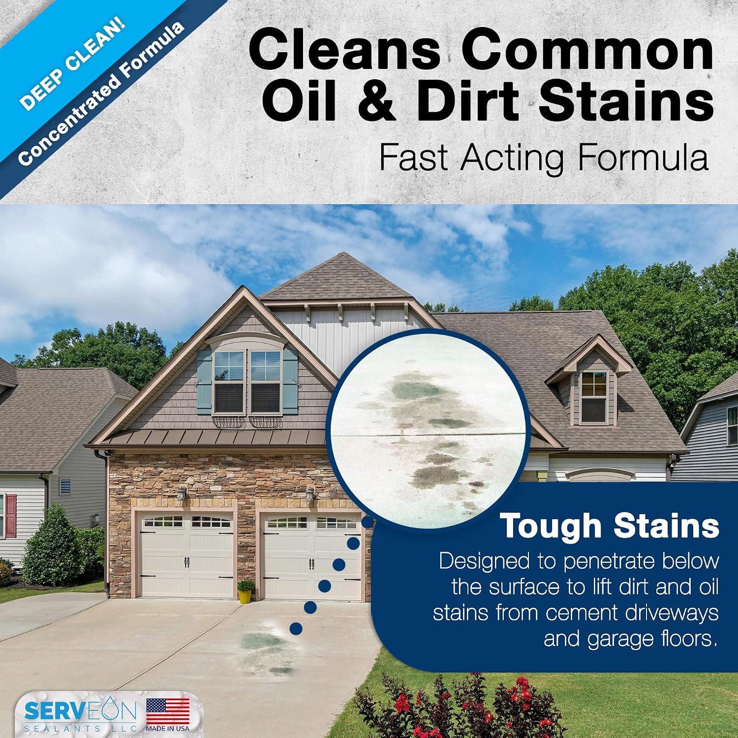 Concrete & Stone Cleaner (Concentrated Formula) 1 Gal | Water-based Commercial Grade, Outdoor Indoor Oil Stain &