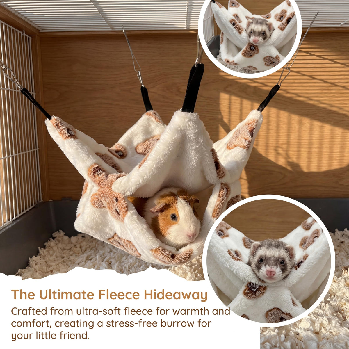 2 Pack Guinea Pig Hammock, Rat Hammock, Double Layer Bed