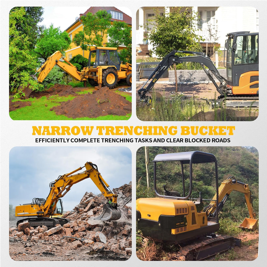Jecoupoon 200mm Narrow Trenching Bucket Compatible with Mini Excavators