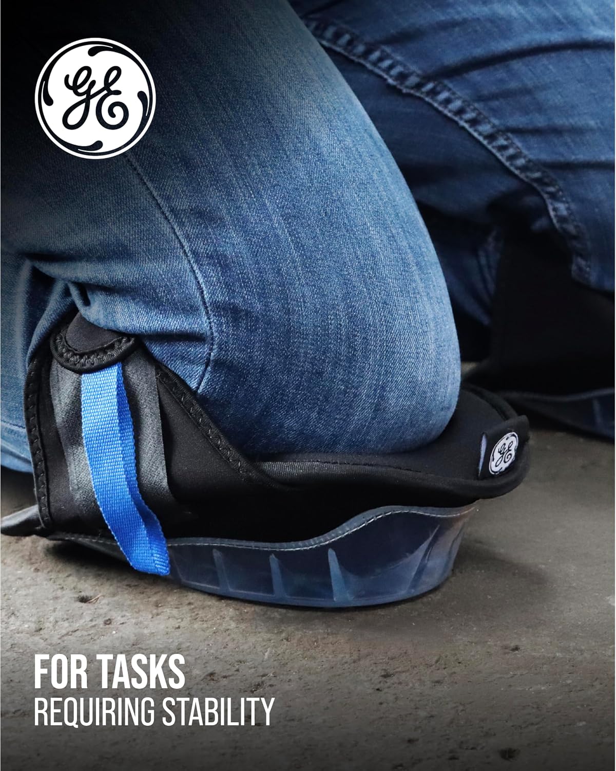 GE Heavy Duty Knee Pads - Gel Padding Knee Guards Durable Comfort - Black