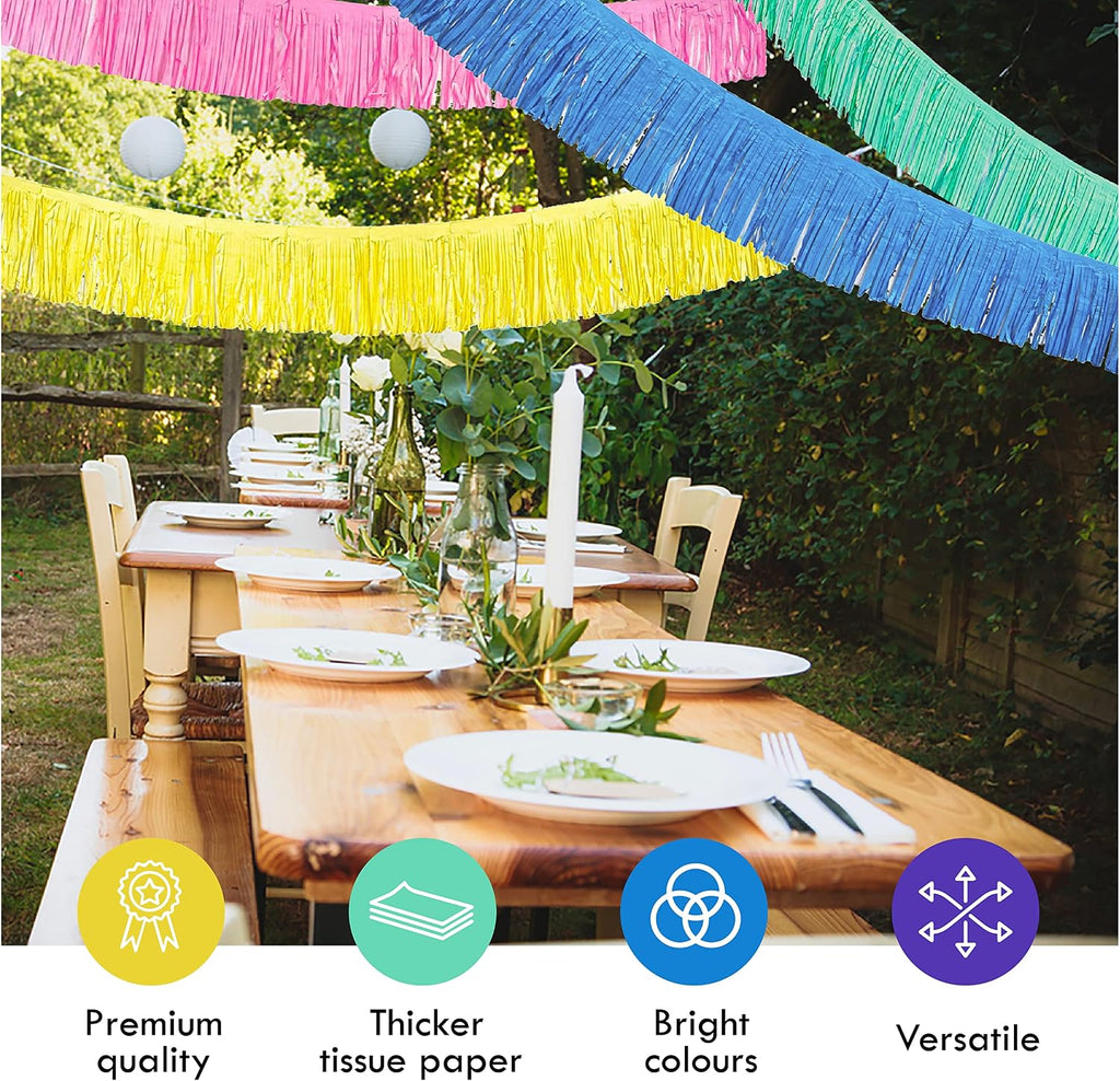 Tissue Paper Fringe Tassel Party Garland - Perfect Backdrop for All Events & Occasions (6-Count, Pastel Mix)